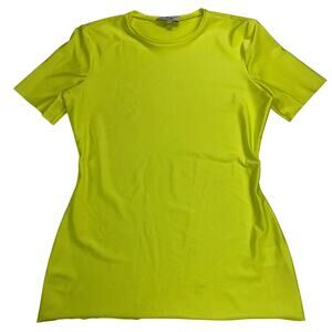 Tibi Fitted Neon Yellow Short Sleeve T-Shirt Polyamide Size M